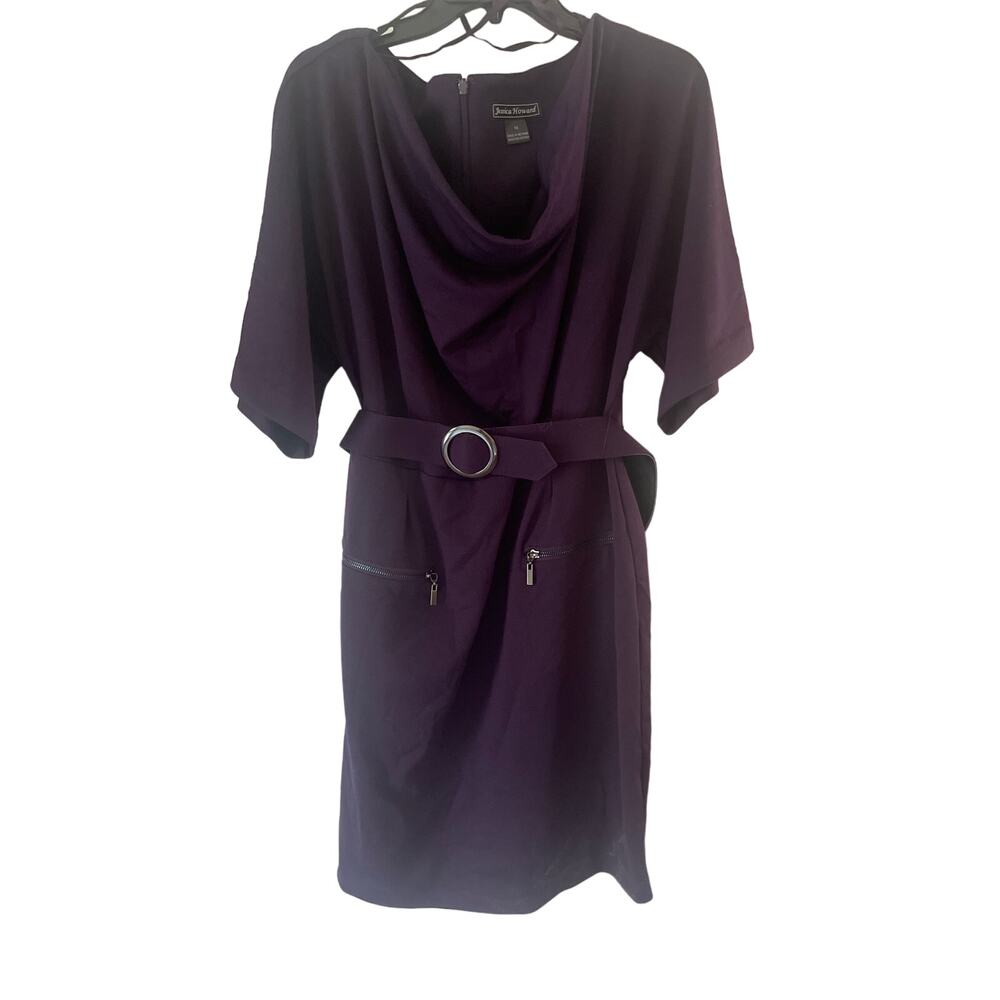 Jessica Howard Purple Knit Knee Length Dress, Size 16, B88, $32